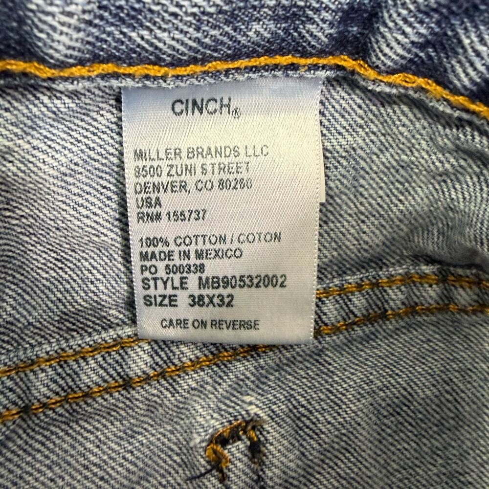 Cinch Bronze Label High Rise Slim Fit Tapered Leg Jeans Men's 38x32 Distressed - Picture 6 of 13
